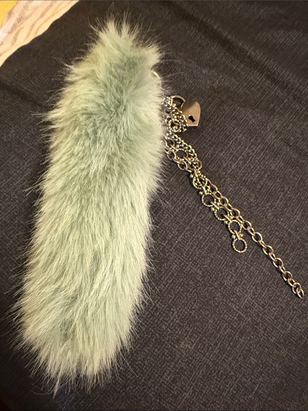 Free People Green Purse charm Faux Fur Tassel perfect addition to any purse